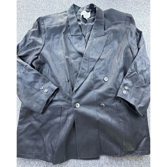 Jackets & Blazers - Daniel Niveau Blazer Womens 18W Black Silk‎ Lined Pockets Suit Jacket Business